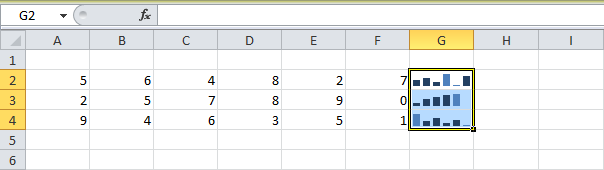 Small Excel table with sparklines